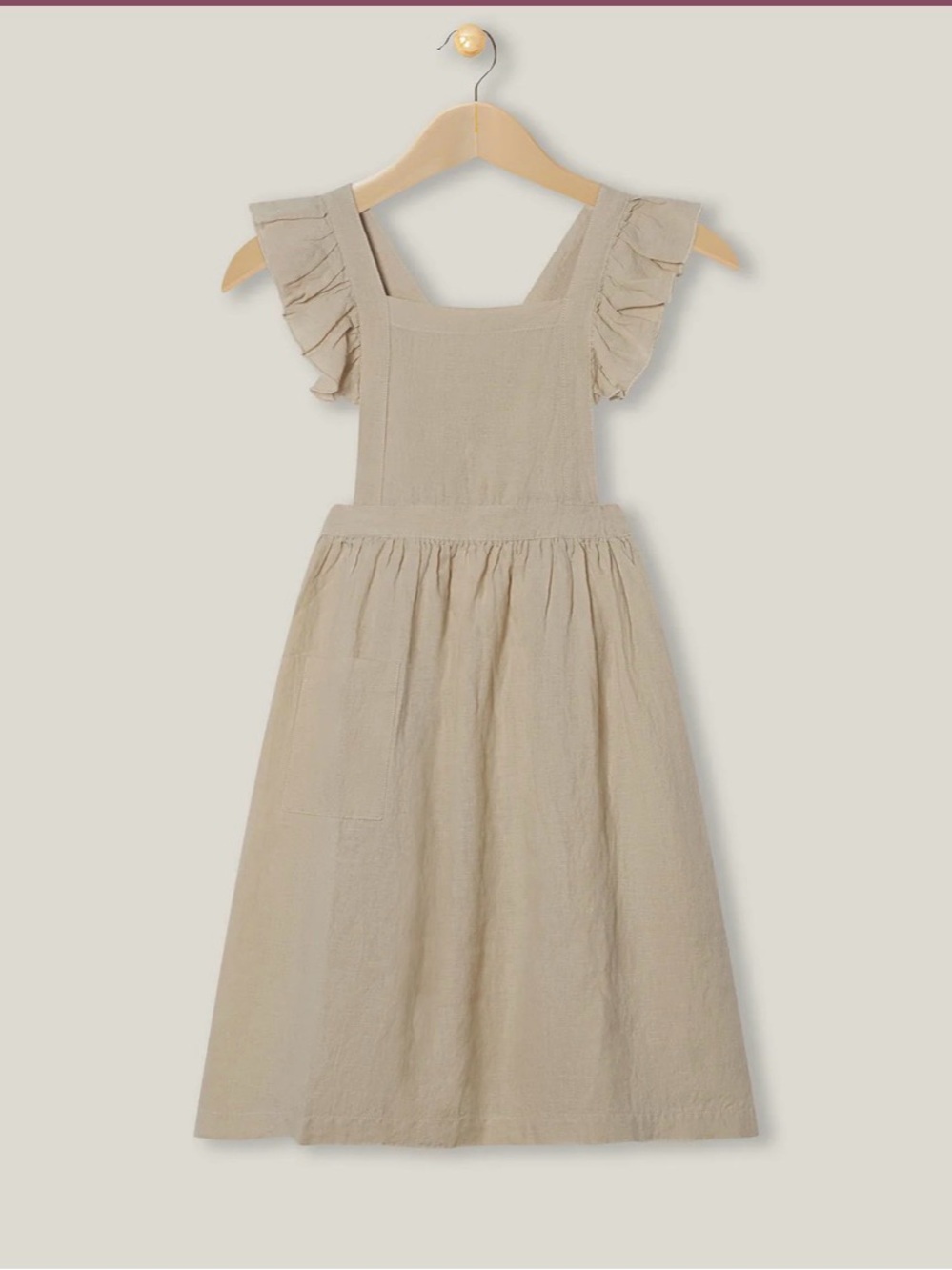 The Simple Folk Girls' Oat Ruffle-Strap Pinafore Dress Organic Linen 9-10Y EUC